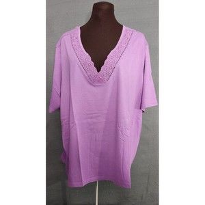 Anthony Richards Womens Purple Eyelet Blouse Tunic‎ Top Short Sleeve Size 4X NEW